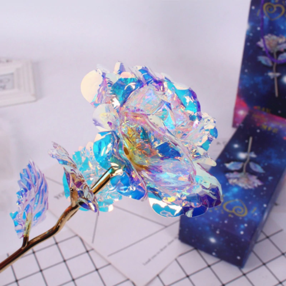 Luxurious Rose Gold Galaxy Rose with Optional Stand