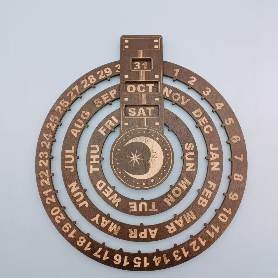 Natural Wooden Desk Calendar Spinner - Halri