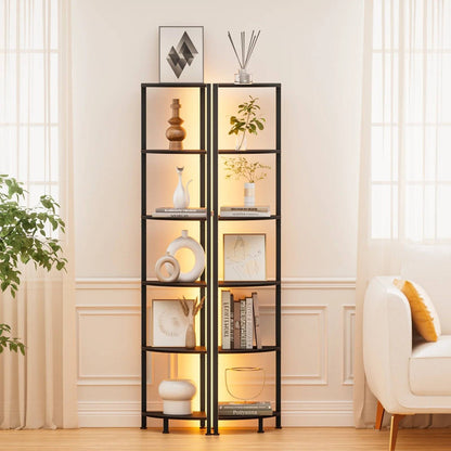Space Saving 6-Shelf Corner Bookcase