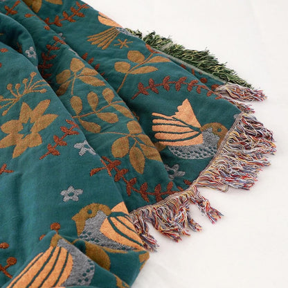 Soft Plush Bird Pattern Throw Blanket