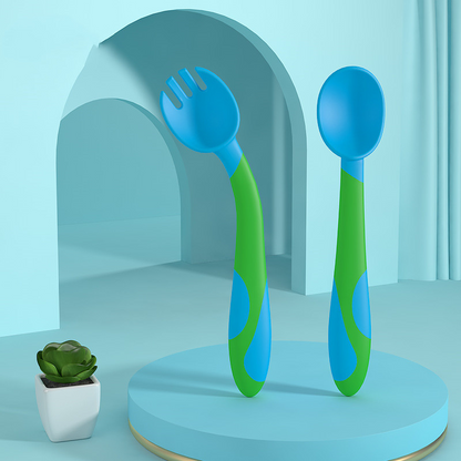 Soft Grip Kids Utensil Set – Easy Hold Baby Fork Spoon - Halri