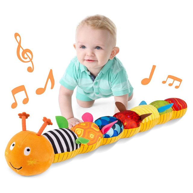 Colorful Baby Plush Toy Sensory Rattle Caterpillar - Halri