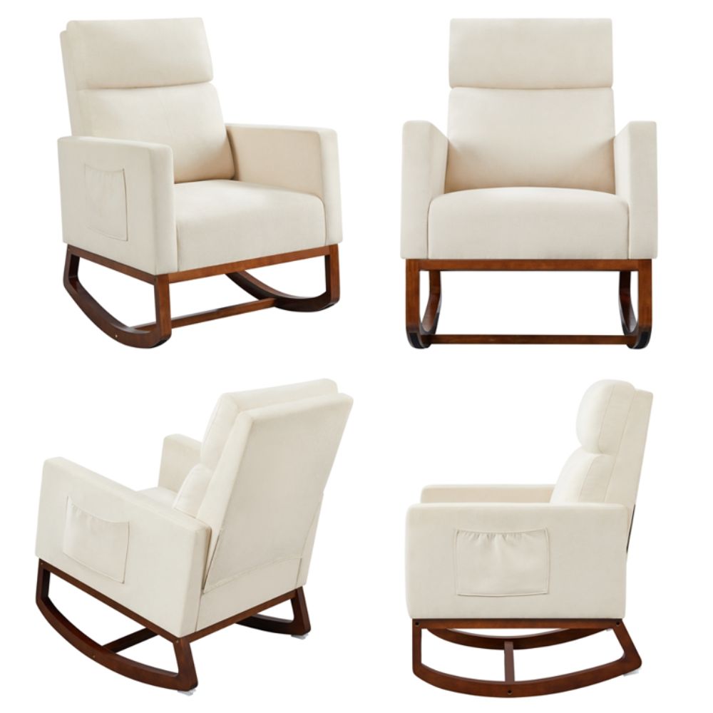 Padded Wooden Outdoor Rocking Chair