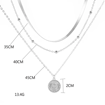 Luxurious 3 Layer Silver Chain Necklace
