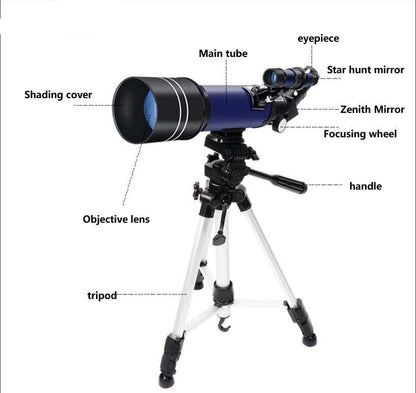 Easy Starter Telescope with 150X Zoom and Barlow Lens Blue