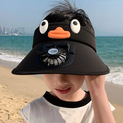 Children's Summer Sun Shade Cap with Breezy Fan