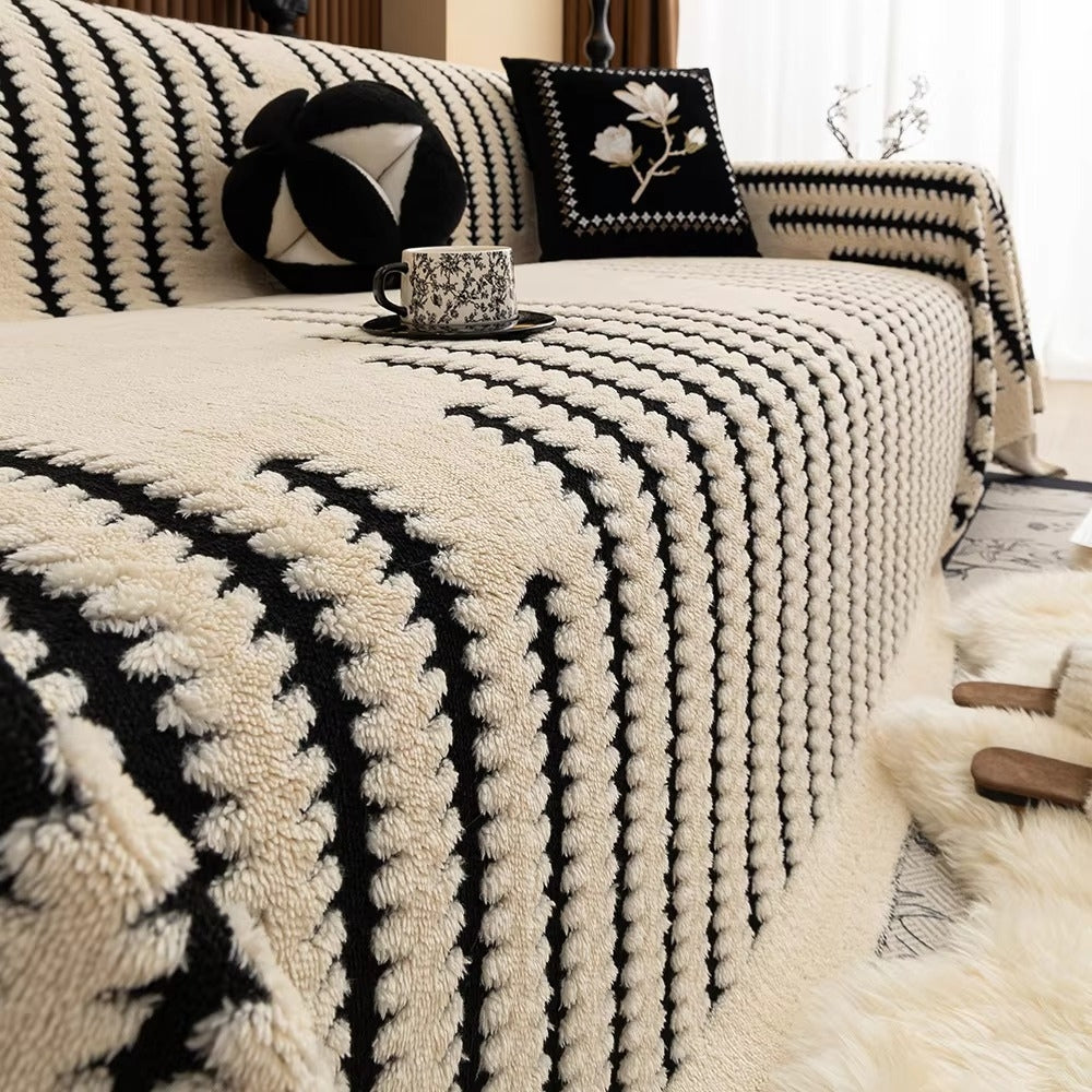 Soft Sofa Cover Cozy Fleece with Classic Pattern