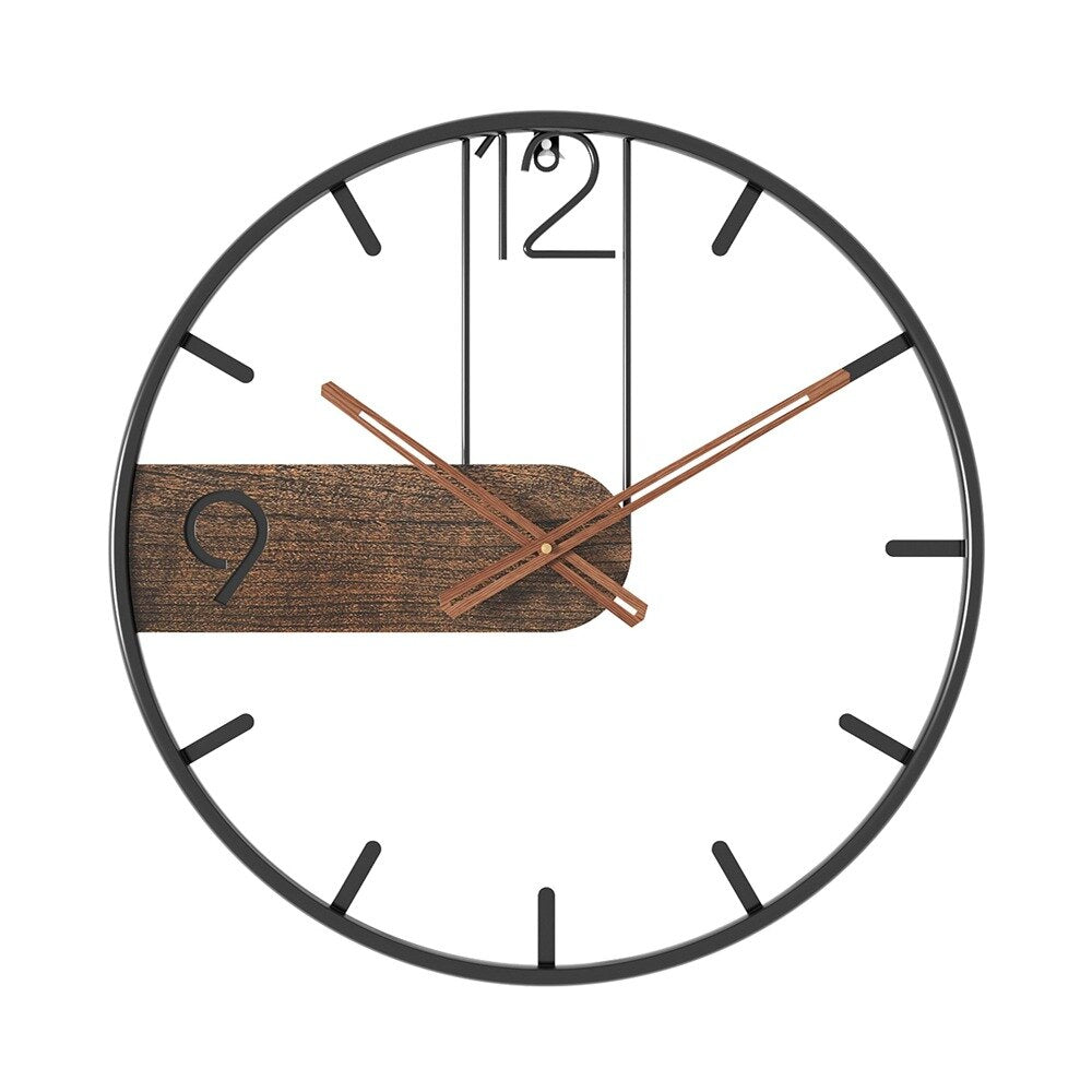 Contemporary Metal and Wood Wall Clock