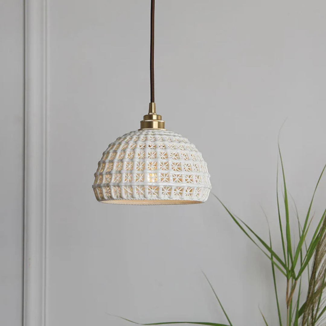 Simple White Ceramic Drop Lamp - Halri