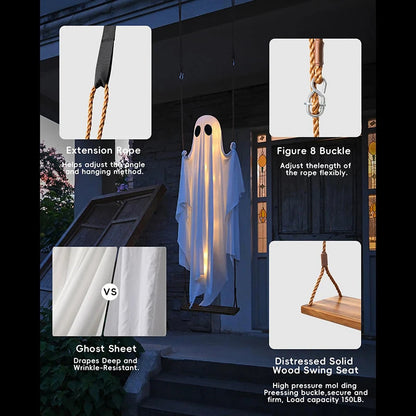 Spooky Hanging Ghost Yard Decor with LED Lights