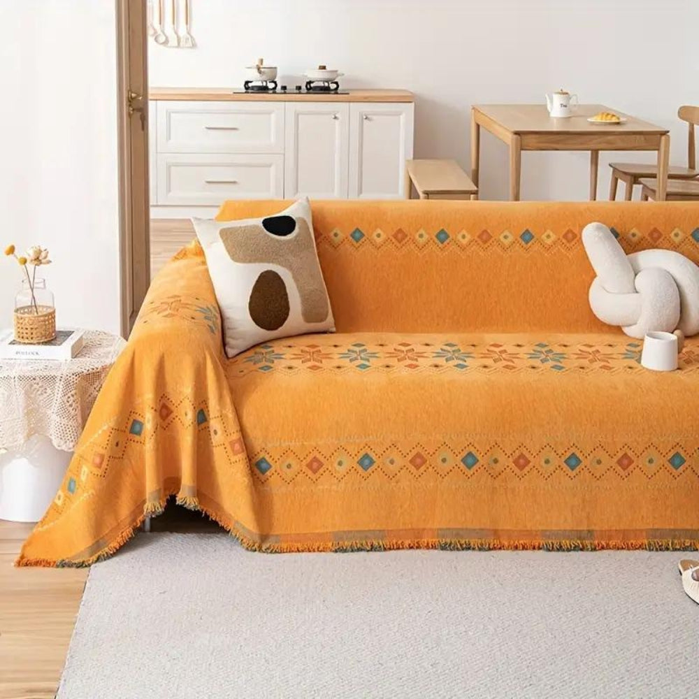 Stylish Sofa Slipcover with Tassels and Grip Bottom