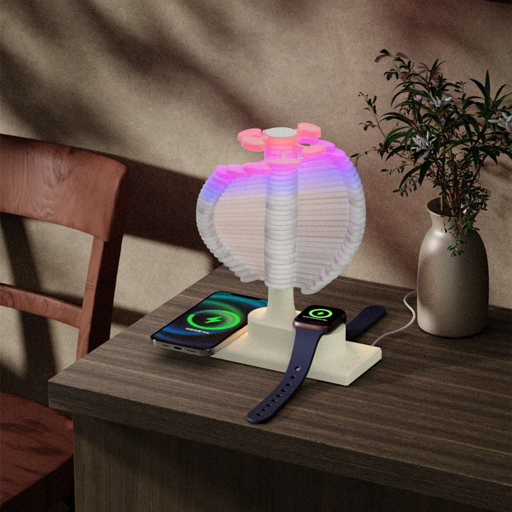 Stylish Spiral Desk Lamp with Built-in Wireless Charger - Halri