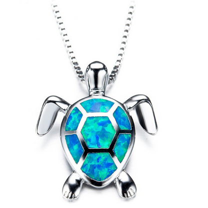 Ocean Blue Turtle Pendant Necklace
