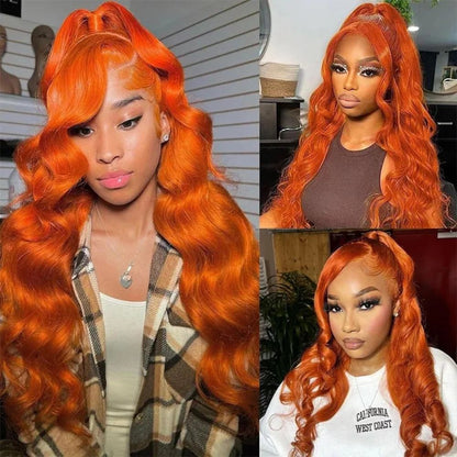 Curly Auburn Red Synthetic Lace Wig