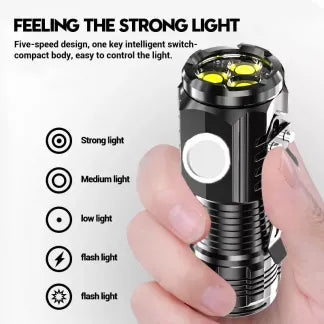 Compact Waterproof LED Torch with 5 Settings