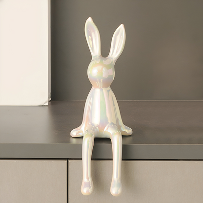 Glossy White Ceramic Bunny Decor