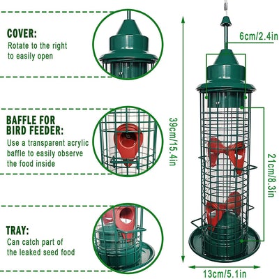 Durable Metal Squirrel Resistant Bird Feeder With 4 Ports