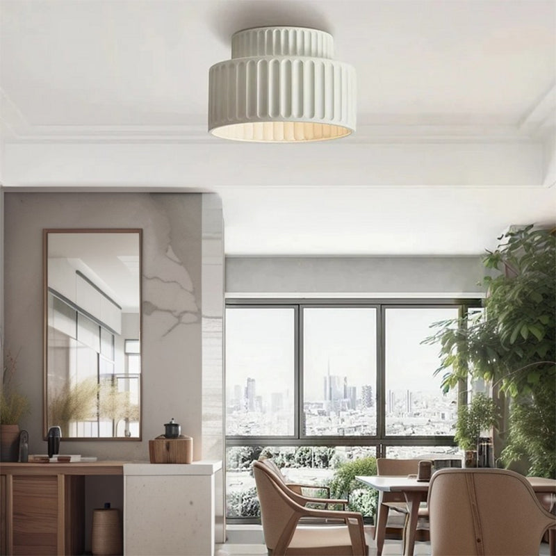 Glarefusion Vintage Cream Style Drum Ceiling Lamp