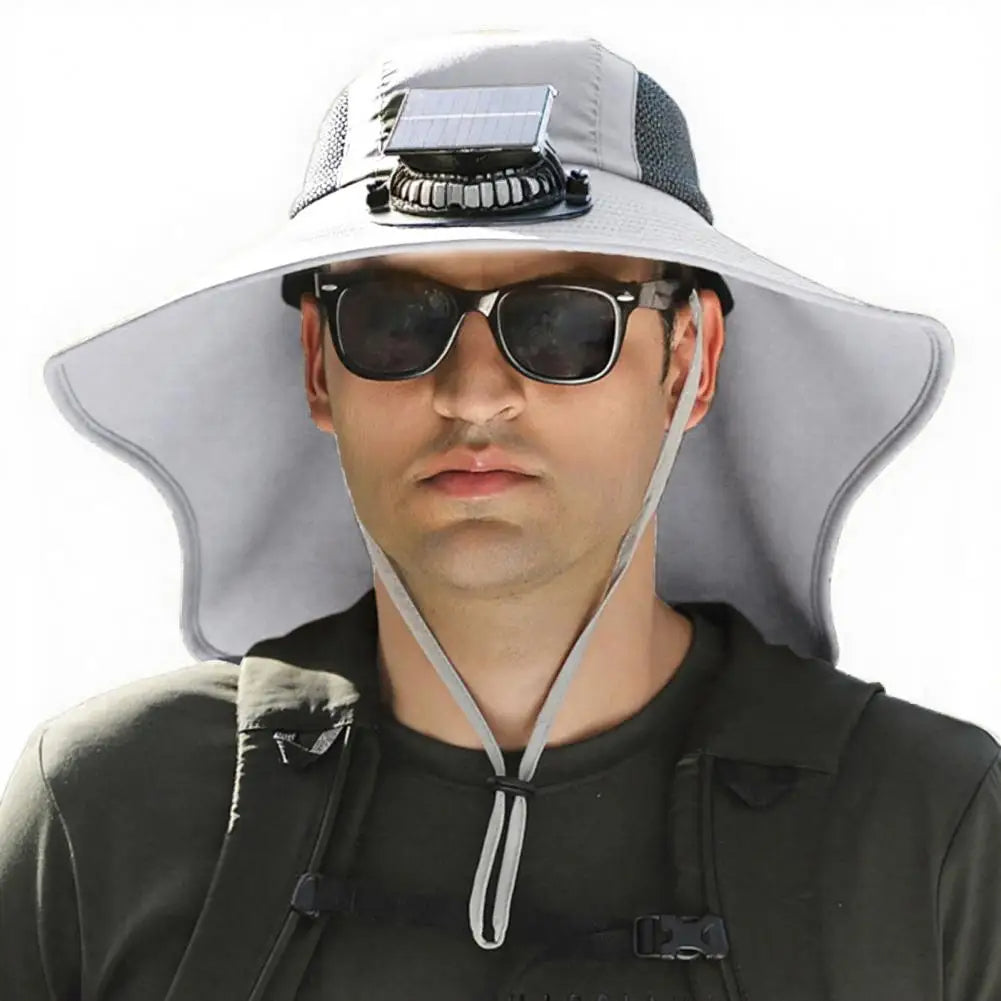 Sun Protection Summer Hat with Wide Brim & Fan - Halri