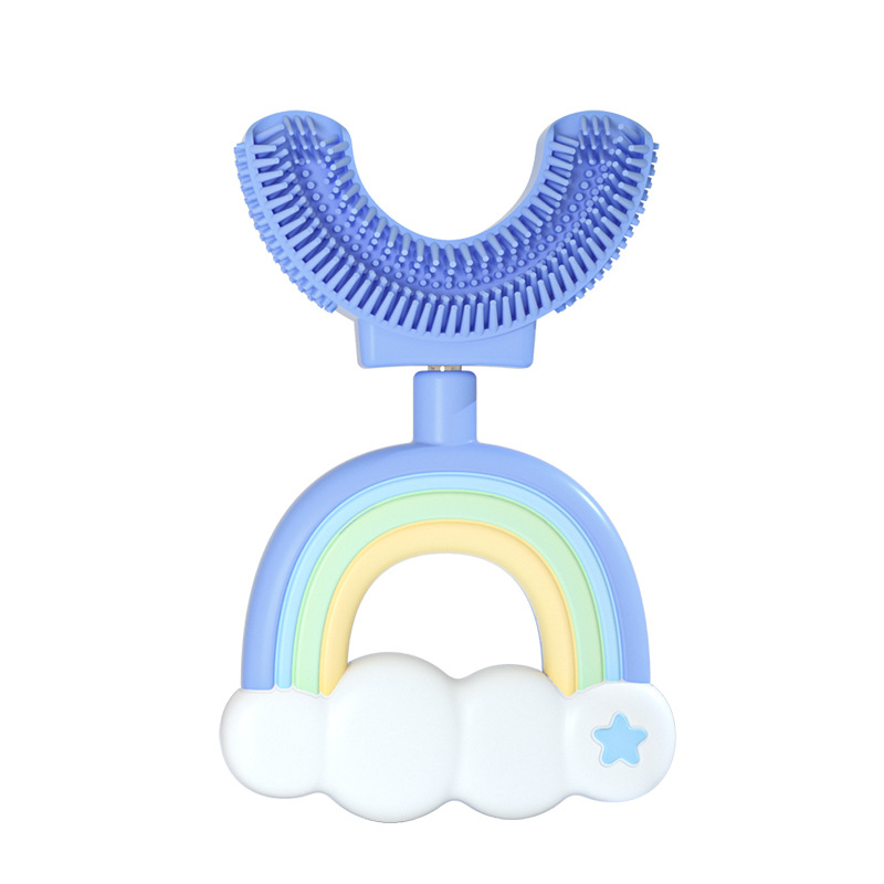 Colorful Kids Silicone Toothbrush Fun U-Shaped Design