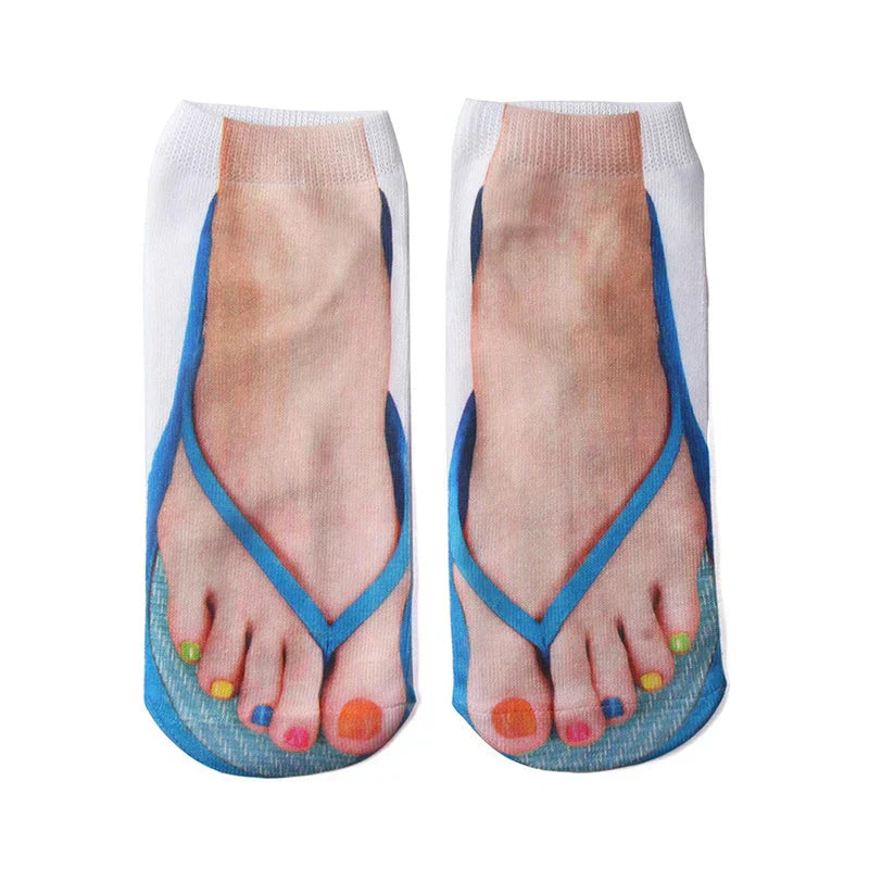 Fun Nail Pattern Crew Socks
