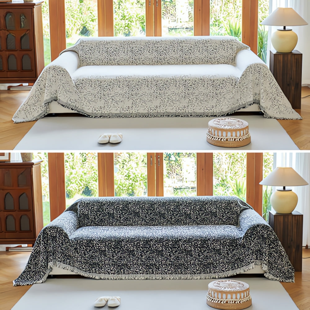 Stylish Sofa Slipcover Gray Bohemian Pattern