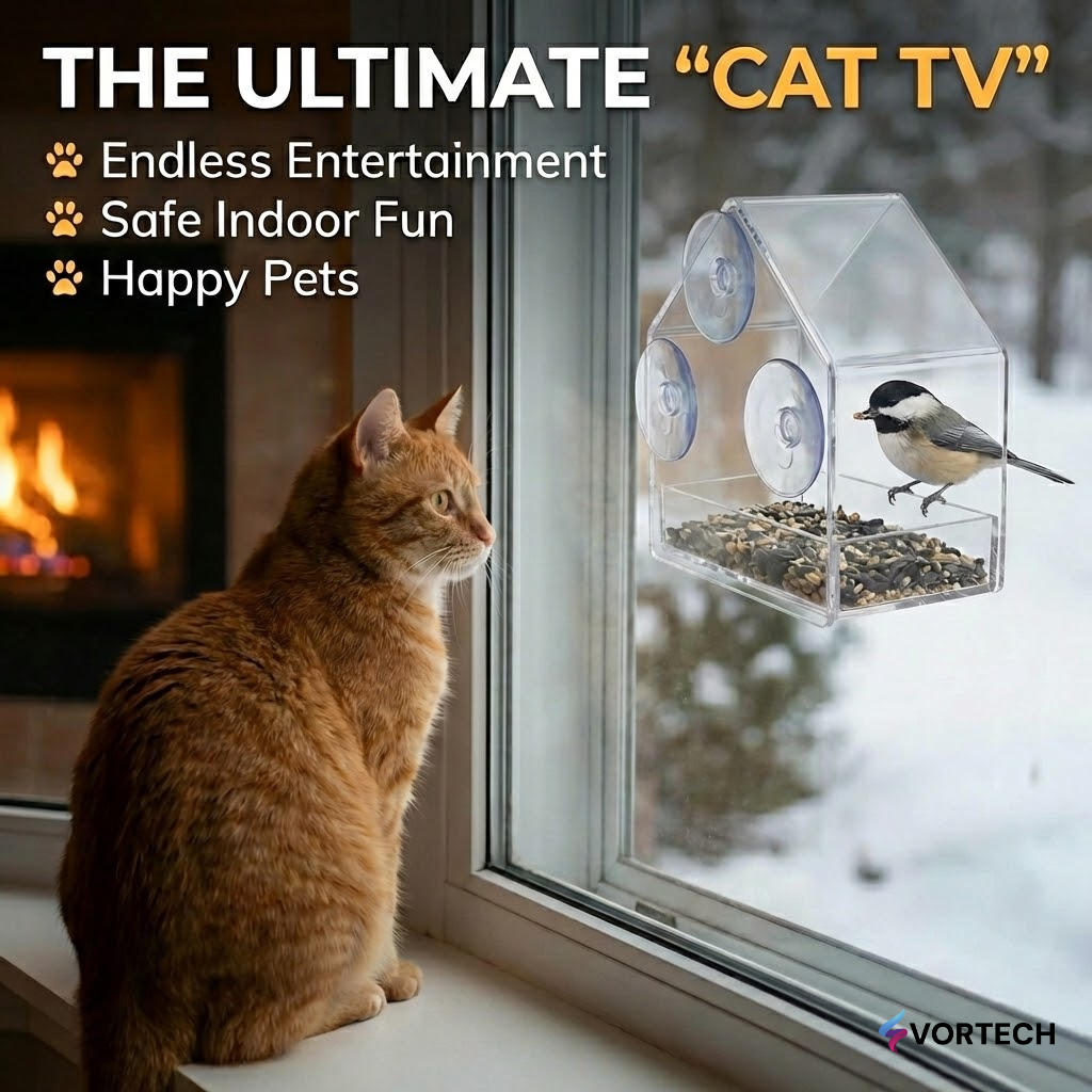 Clear Window Bird Feeder with Camera Mount