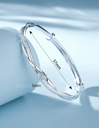 Classic Woven Silver Bangle | Simple Braided Style