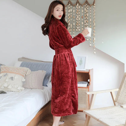 Plush Fleece Bathrobe - Soft Warm Spa Robe