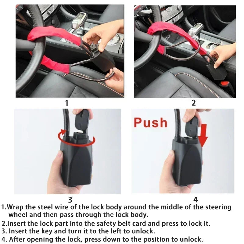 Anti Theft Car Wheel Lock with Seatbelt Protection