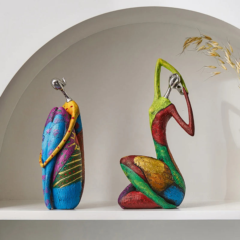 Vibrant Artistic Decorative Figurine Set for Home