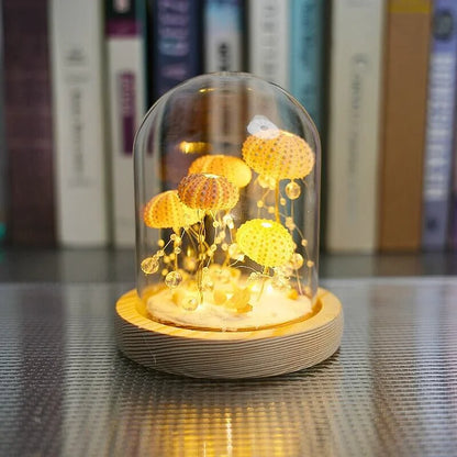 Rustic Coastal Desk Lamp with Seashell Shade