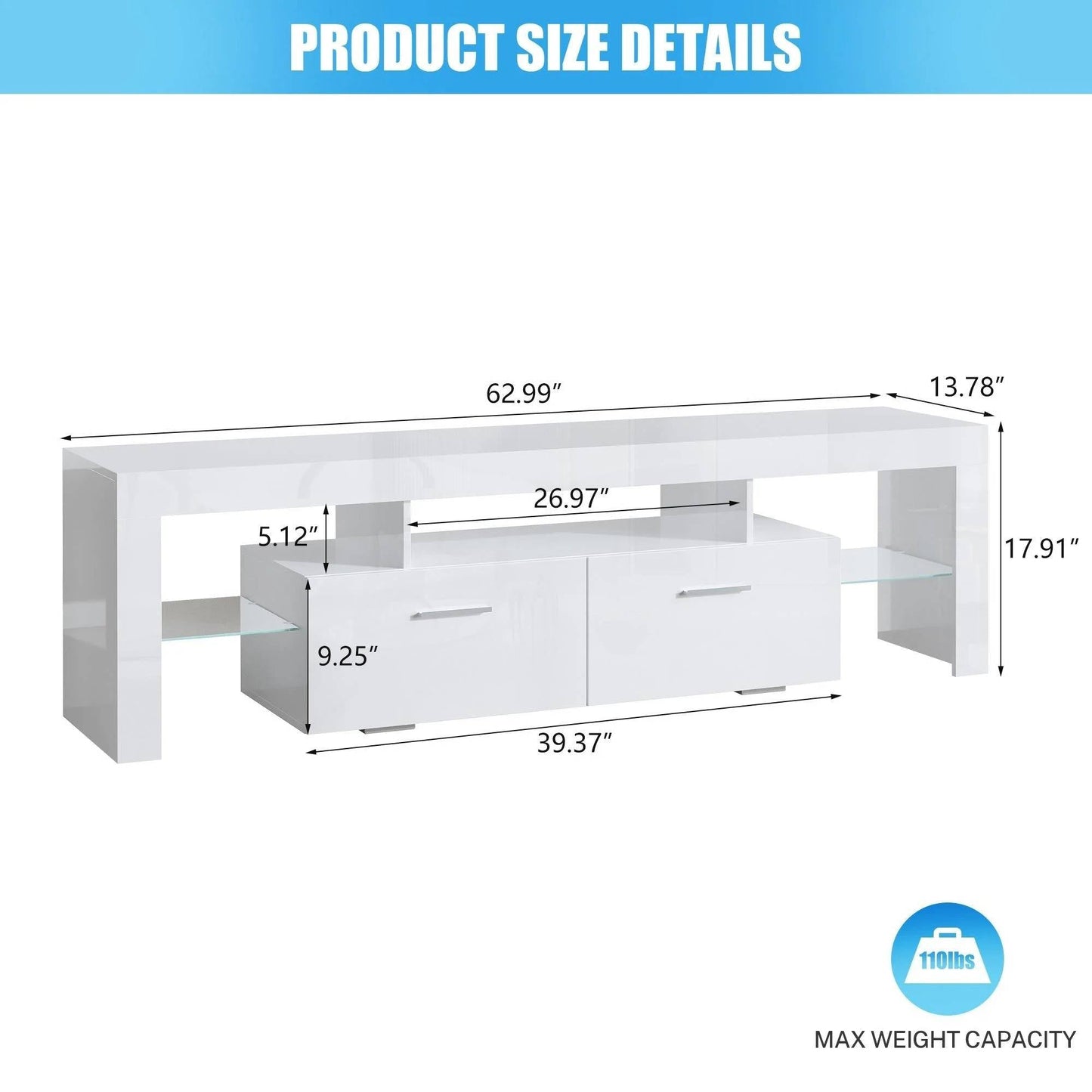 Modern TV Table with Colorful LED Lighting