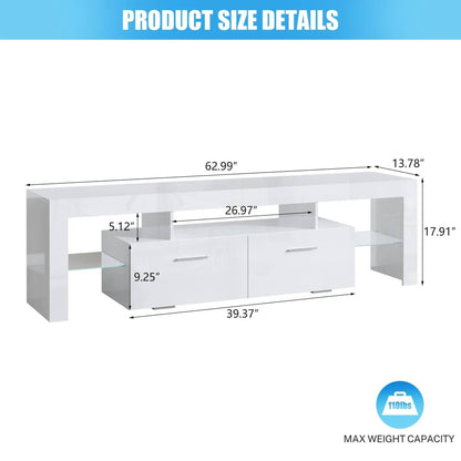 Modern TV Table with Colorful LED Lighting