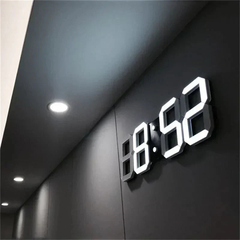 Modern 3D LED Digital Wall Clock with Bright Lighting - Halri