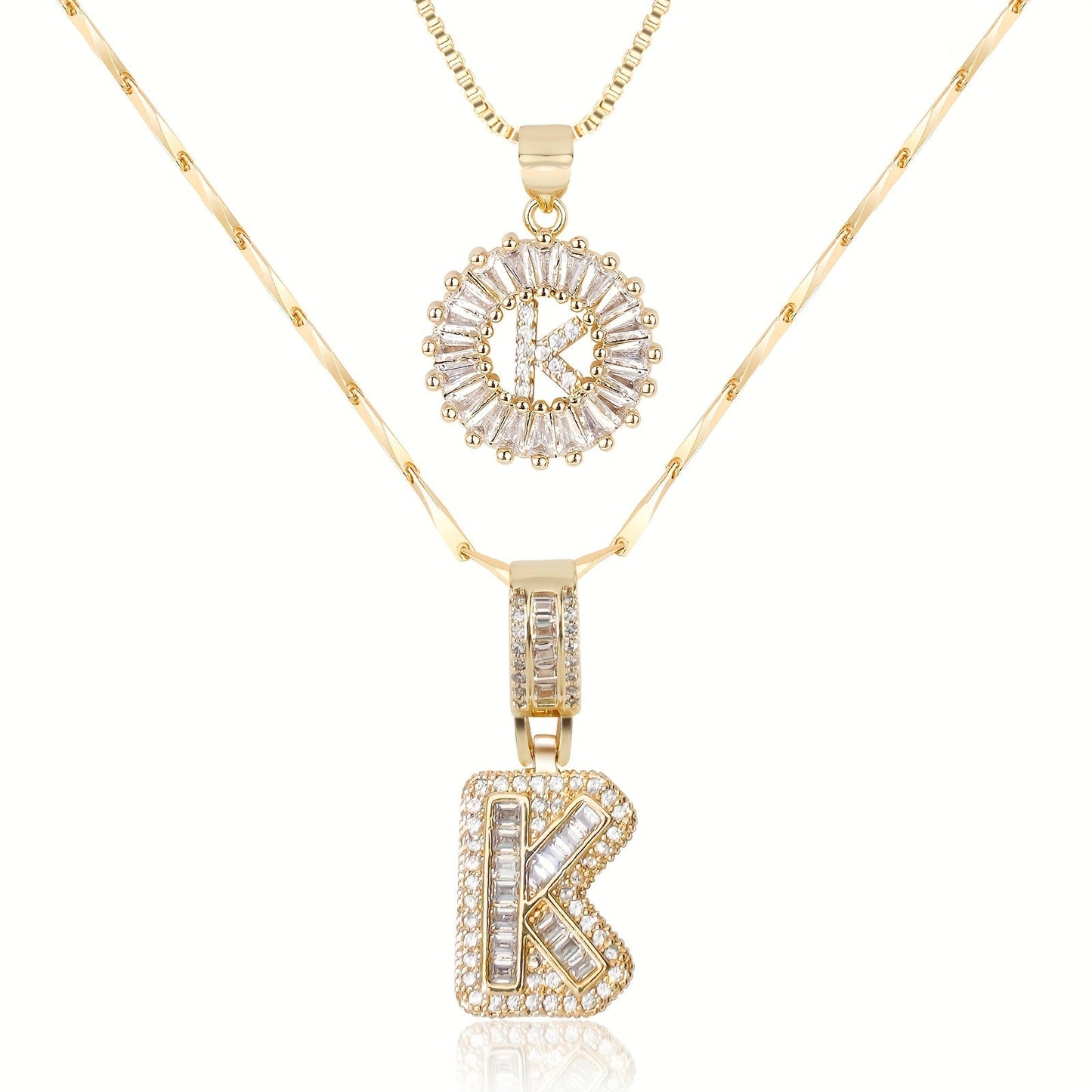 Personalized 14k Gold Initial Diamond Pendants