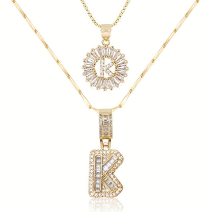 Personalized 14k Gold Initial Diamond Pendants
