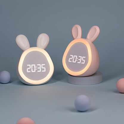 Cute Bunny Clock with LED Nightlight and USB Charging - Halri