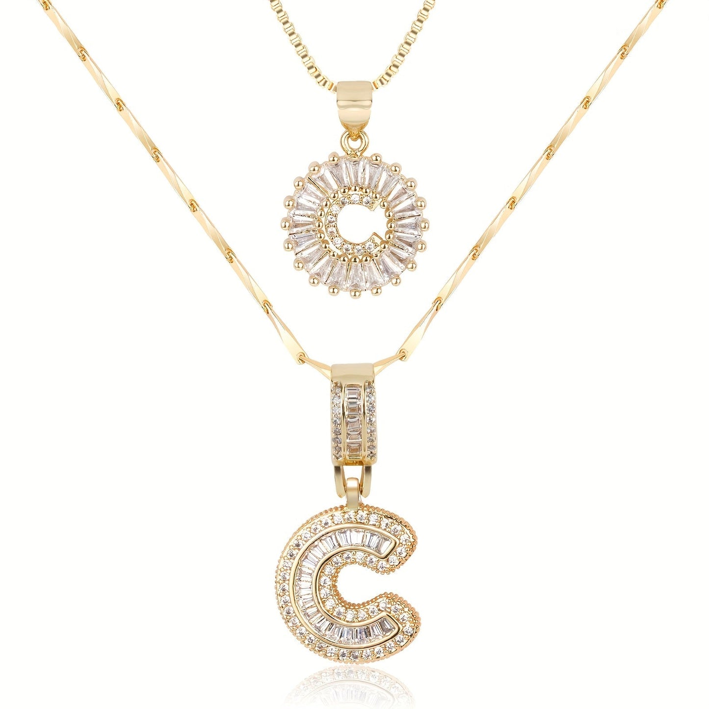 Personalized 14k Gold Initial Diamond Pendants