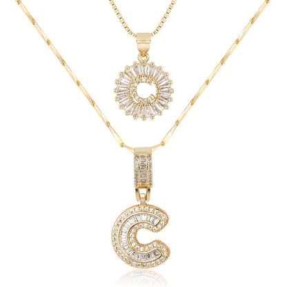 Personalized 14k Gold Initial Diamond Pendants