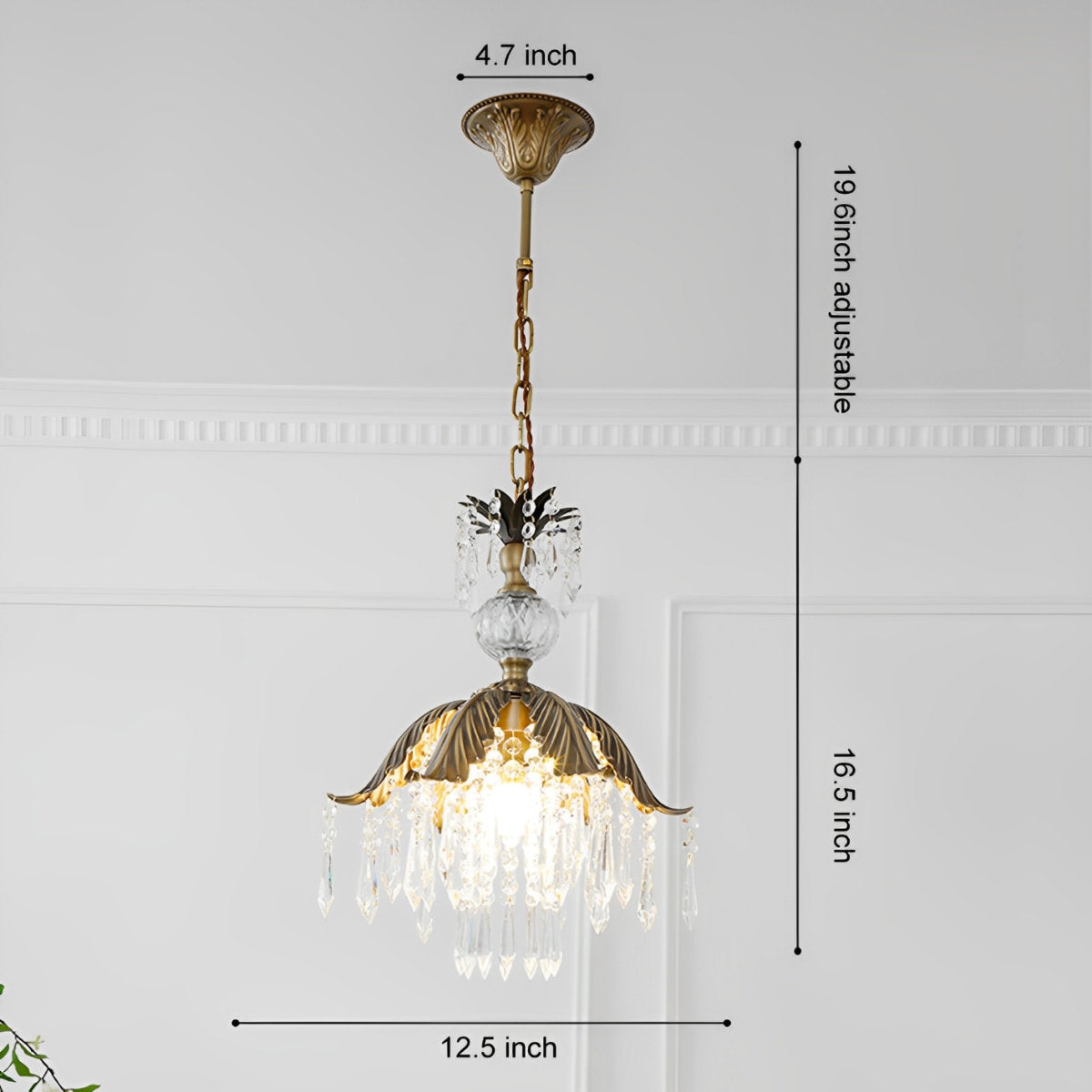 Vintage Floral Crystal Pendant Light Fixture