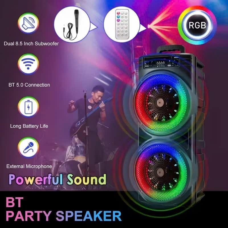 6000W Portable Bluetooth Speaker Sub Woofer Heavy Bass Sound System Party & Mic