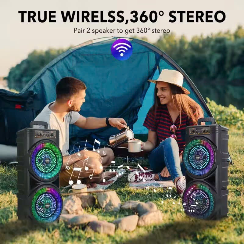 6000W Portable Bluetooth Speaker Sub Woofer Heavy Bass Sound System Party & Mic