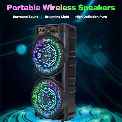 6000W Portable Bluetooth Speaker Sub Woofer Heavy Bass Sound System Party & Mic