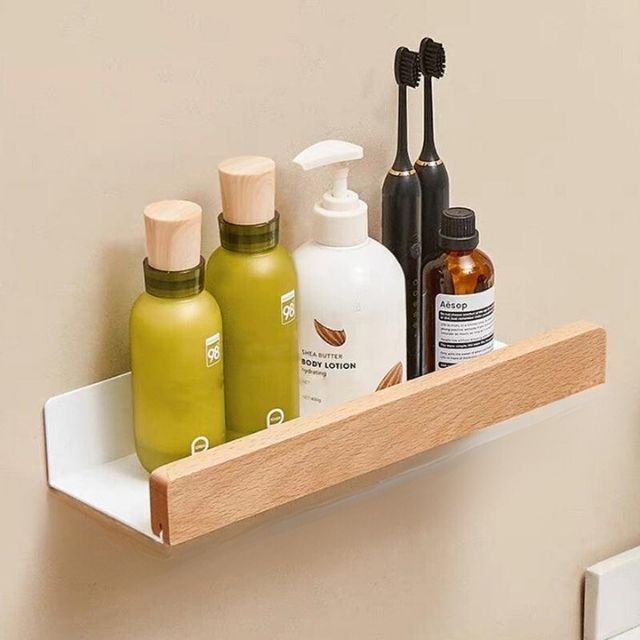 Easy Install Wooden Bathroom Storage Shelves