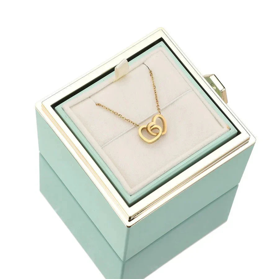 Eternal Rose Jewelry Box with Secret Necklace Inside