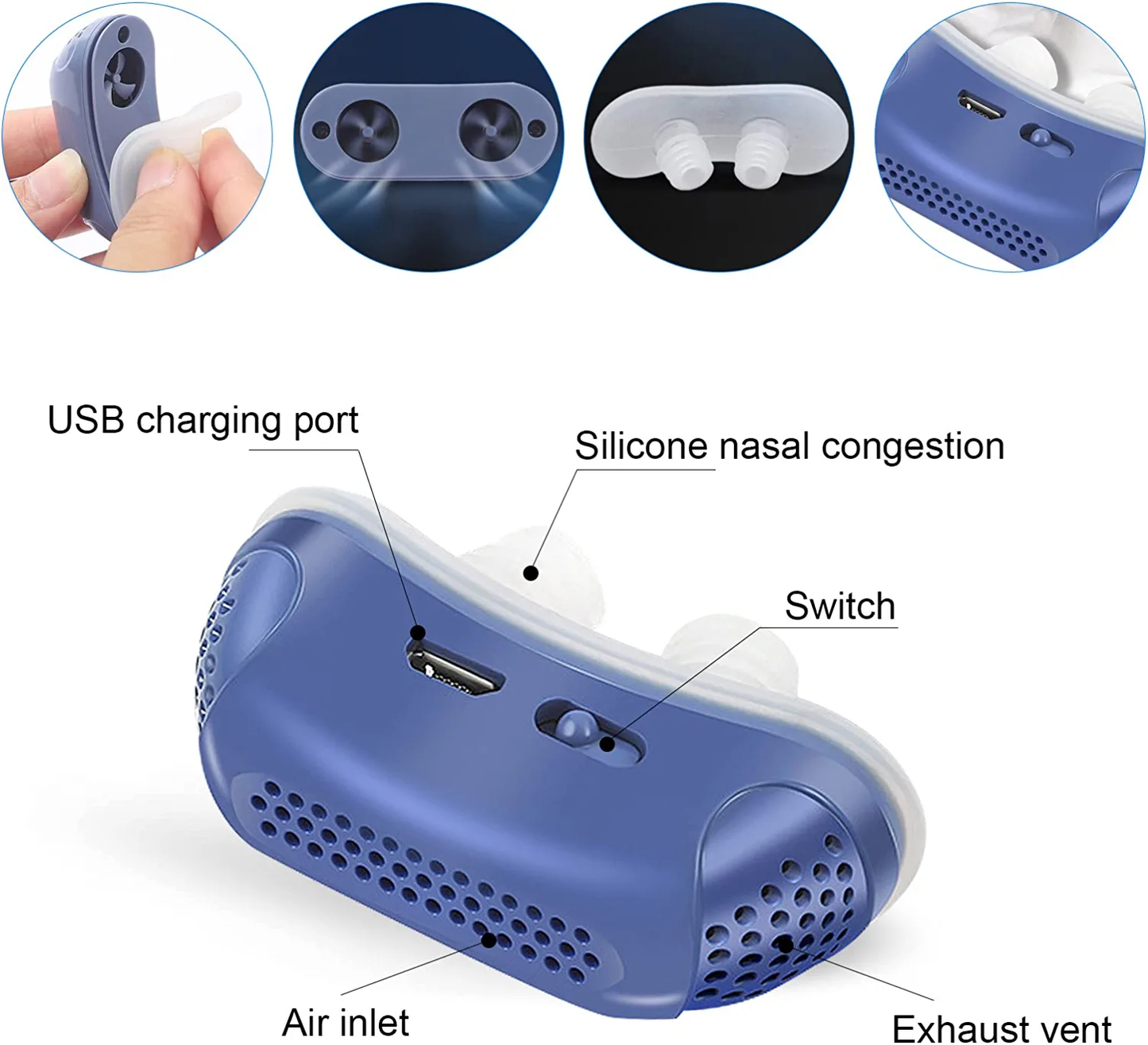 Compact Nasal Snore Stopper Sleep Aid Device