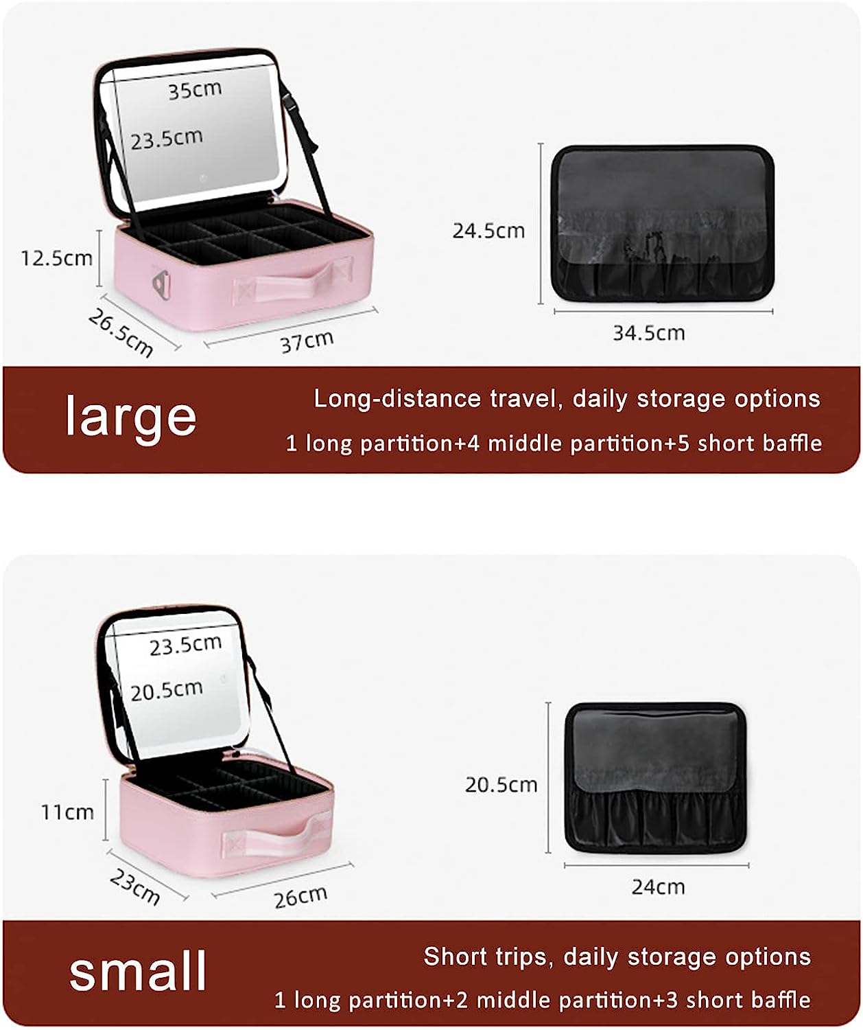 Compact Travel Makeup Box with LED Light & Mirror - Halri