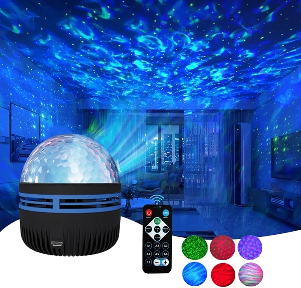 Colorful LED Night Light Star Projector with Sounds - Halri