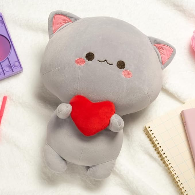 Snuggly Grey Kitten Plush Toy with Love Heart - Halri